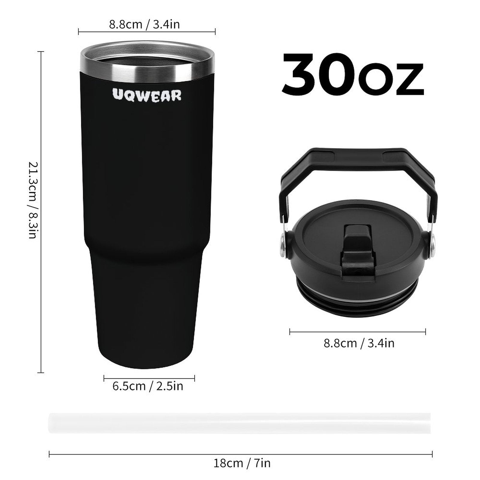 Black Travel Tumbler with Handle | Insulated Mug
