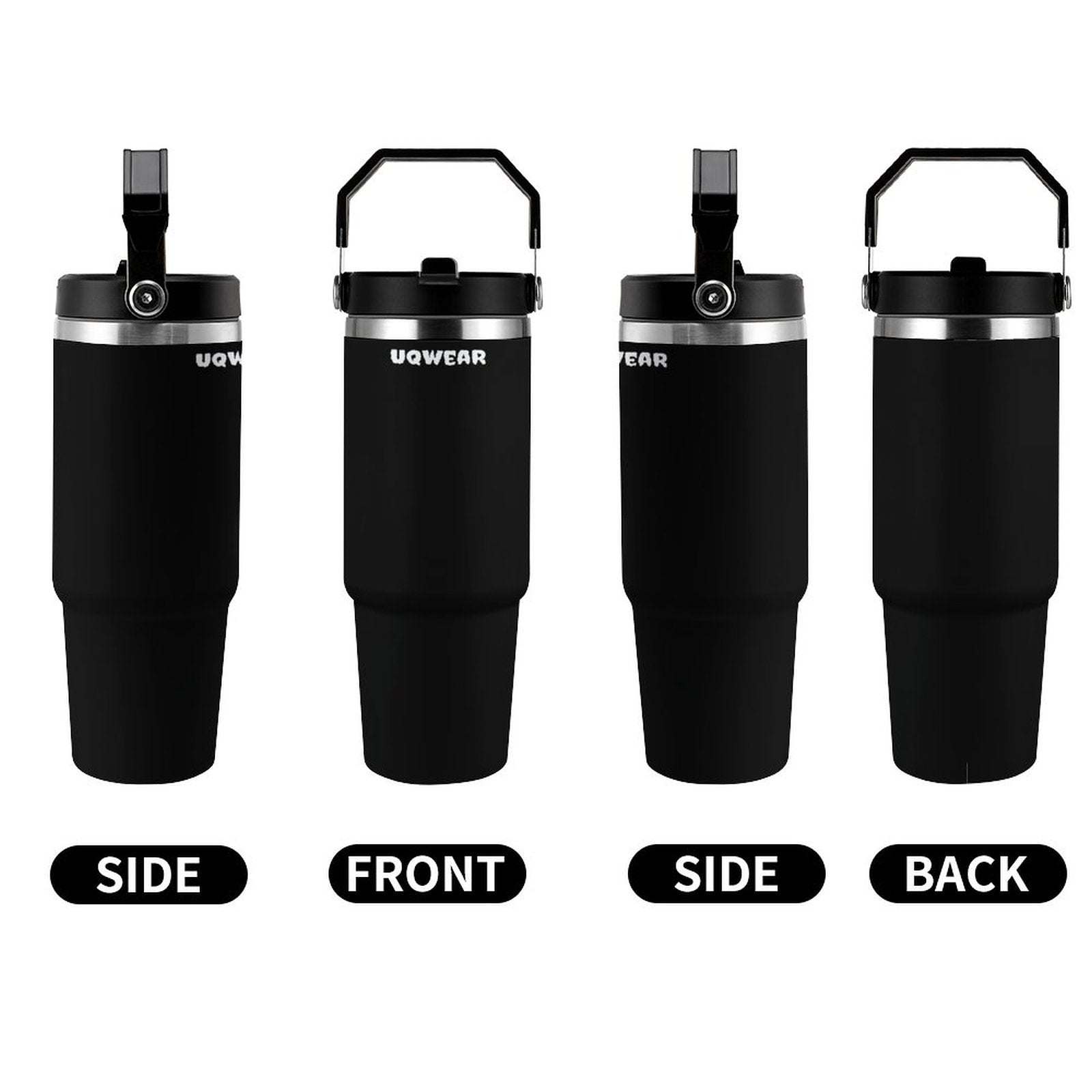 Black Travel Tumbler with Handle | Insulated Mug