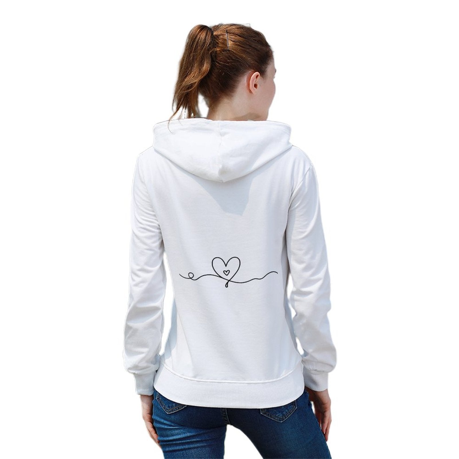Women's Heart Line Art Graphic Hoodie