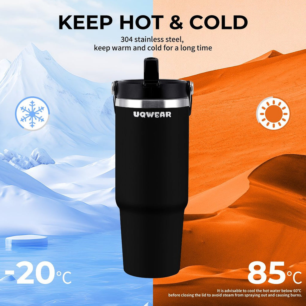 Black Travel Tumbler with Handle | Insulated Mug