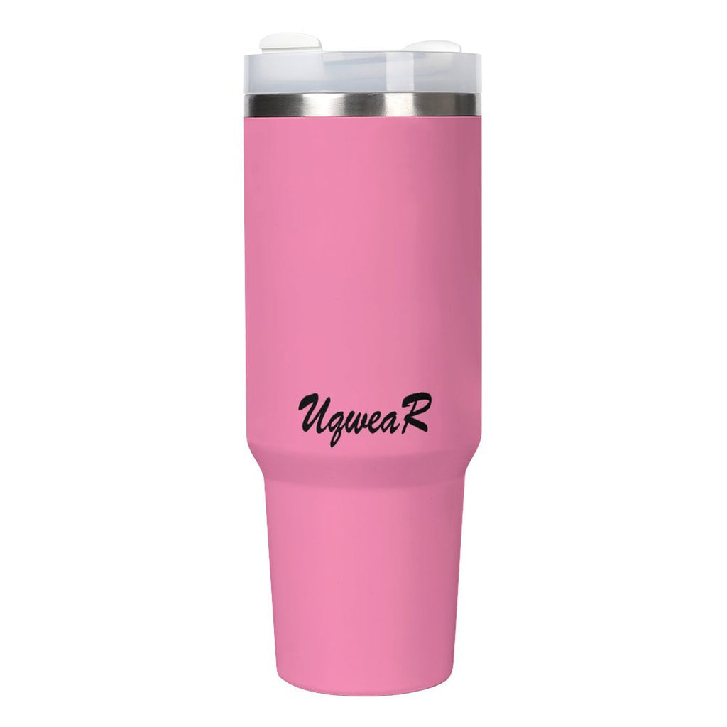 Pink Insulated Tumbler with Handle – Large Capacity Travel Mug