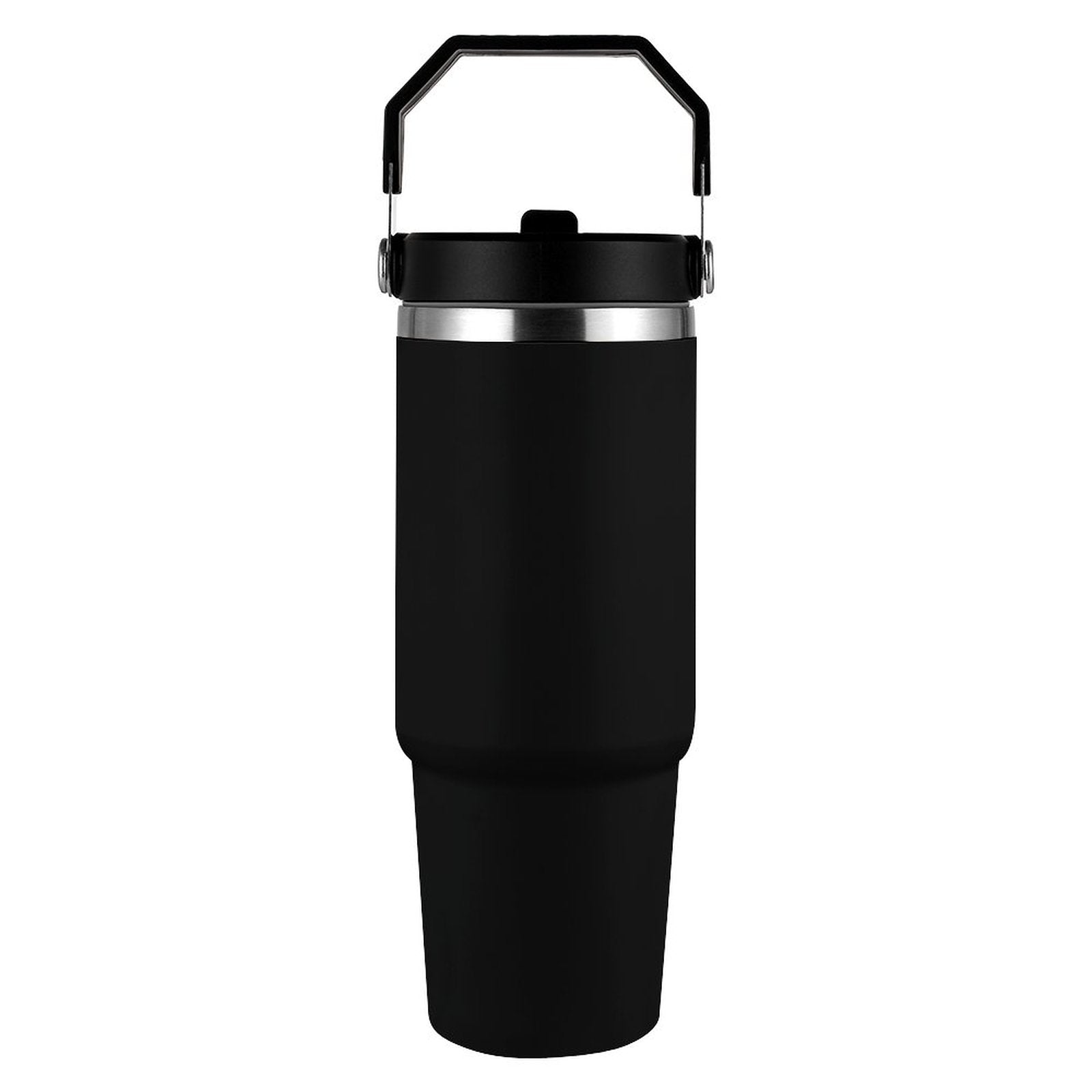 Black Travel Tumbler with Handle | Insulated Mug