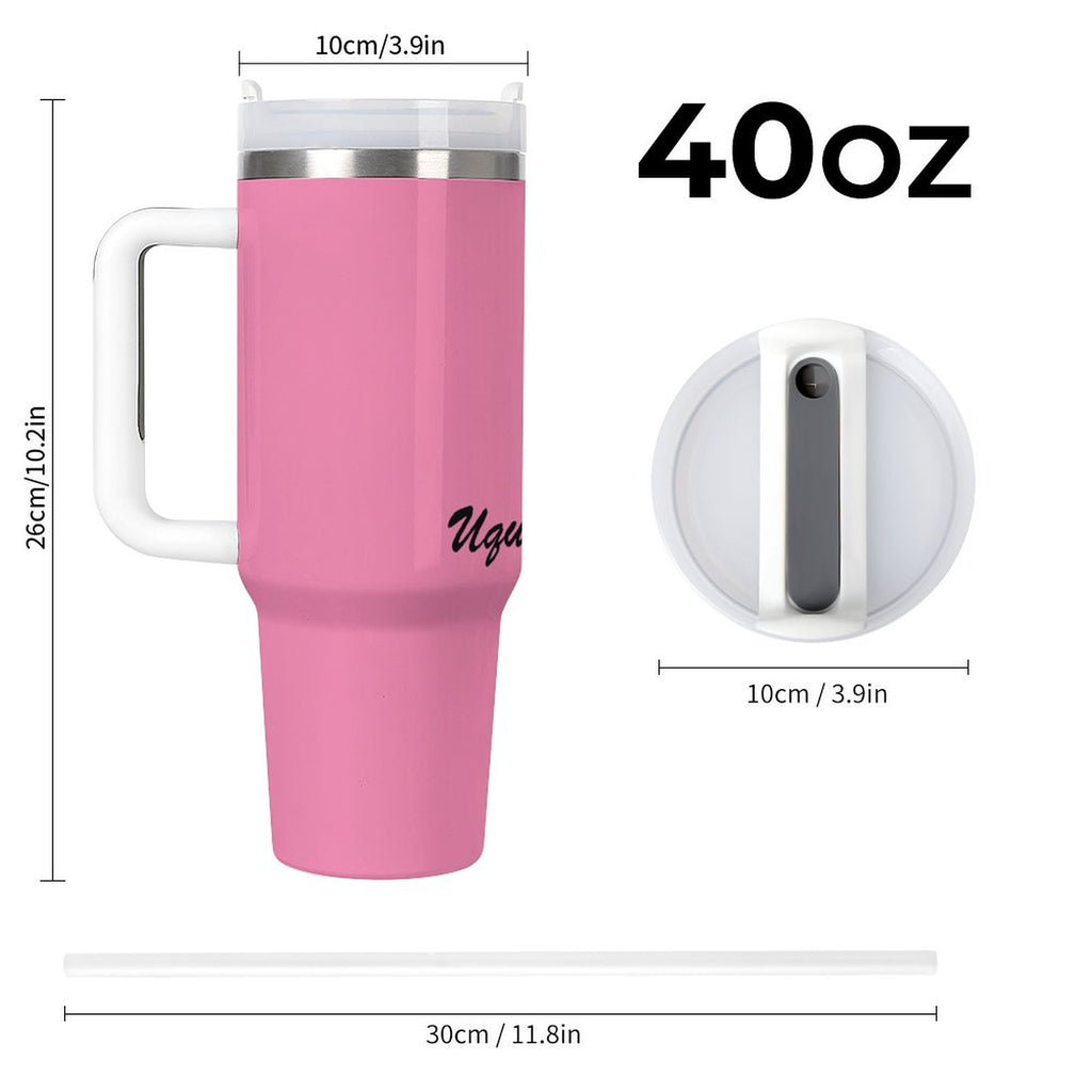 Pink Insulated Tumbler with Handle – Large Capacity Travel Mug