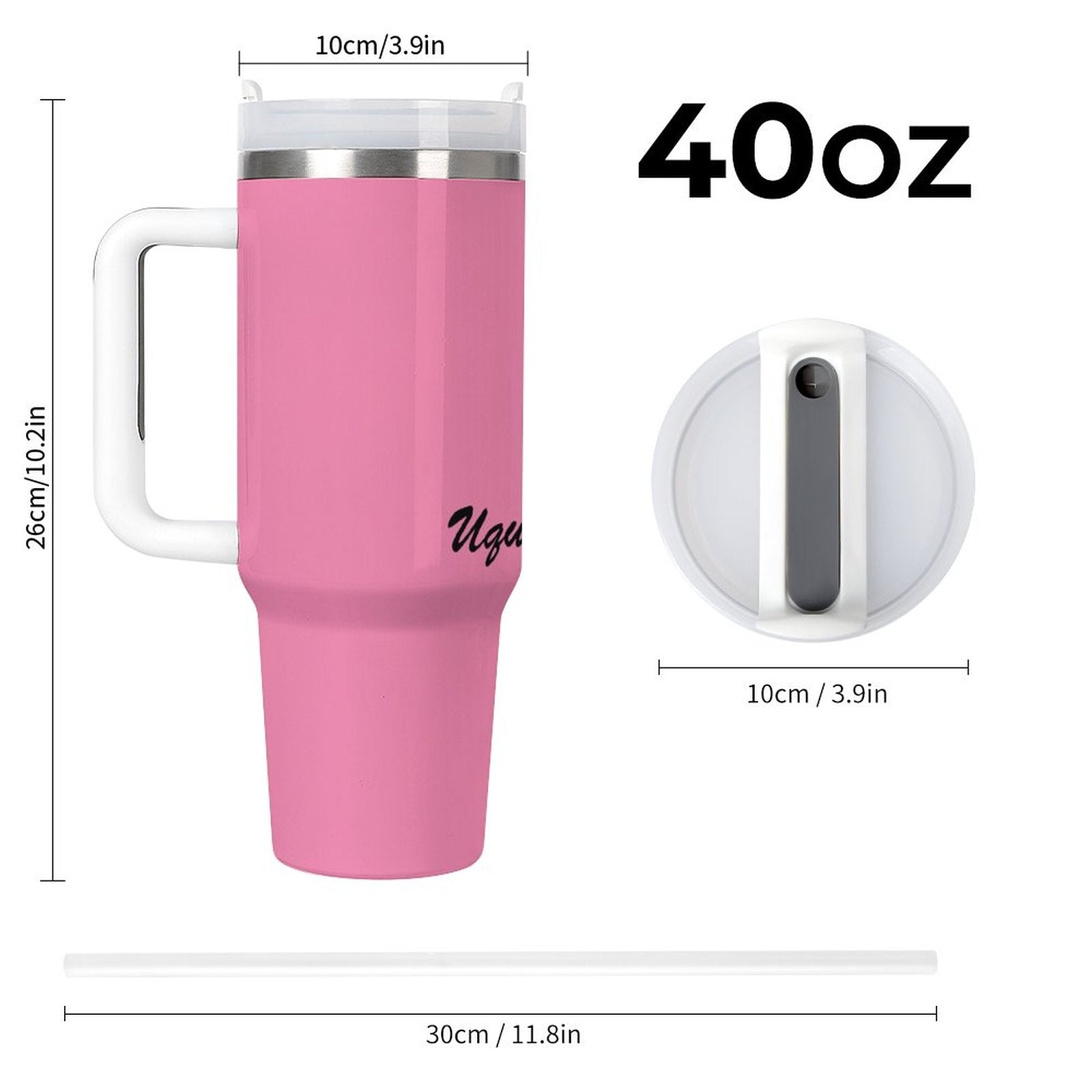 Pink Insulated Tumbler with Handle – Large Capacity Travel Mug