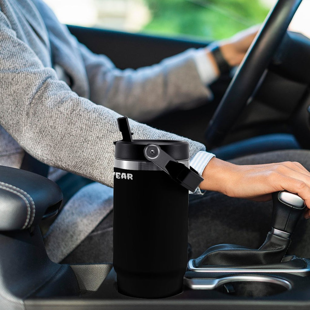 Black Travel Tumbler with Handle | Insulated Mug
