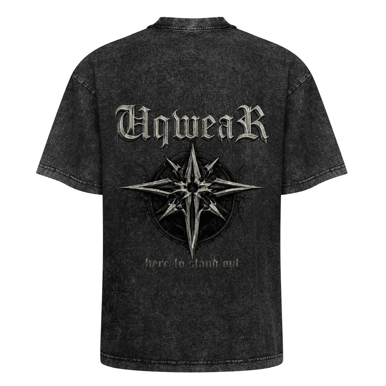 Vintage Washed Gothic Compass T-Shirt | Oversized Dark Streetwear Graphic Tee